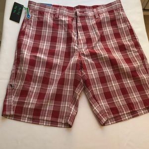 NWT Haggar shorts red and white plaid
